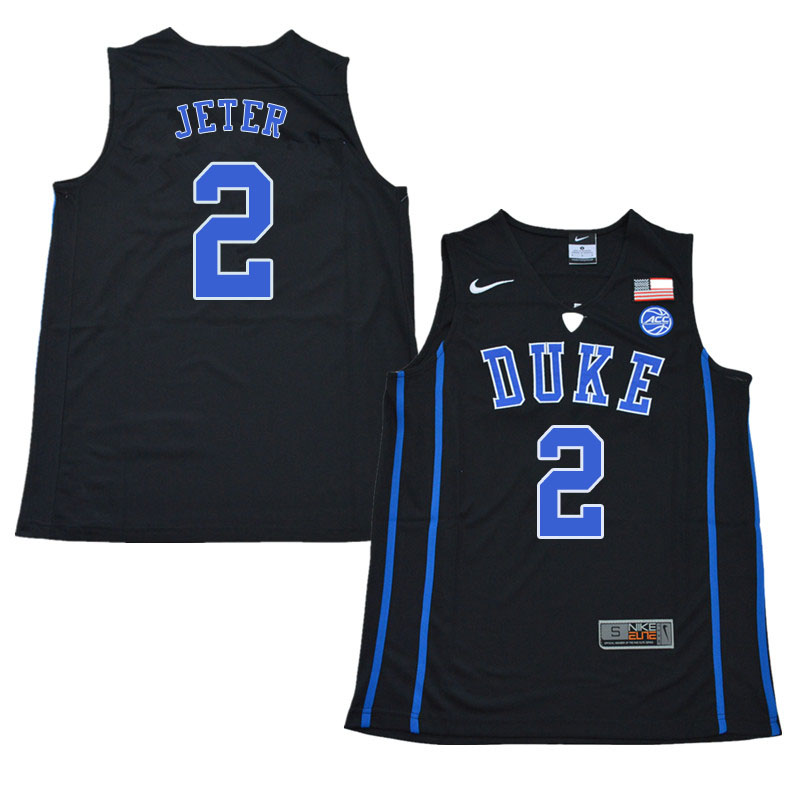 Chase Jeter 2 Duke Blue Devils Elite Basketball Men Jersey - Black